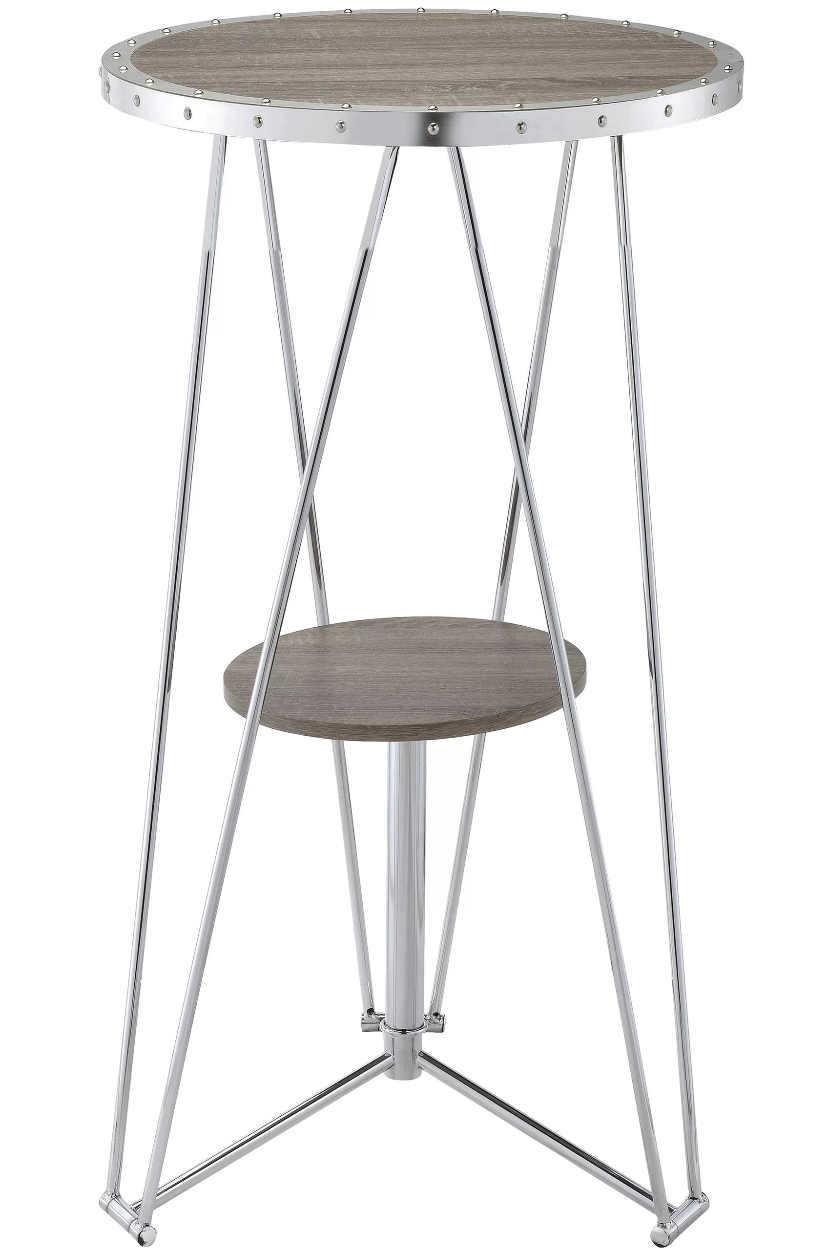 

    
Transitional Gray Oak & Chrome Bar Table by Acme Jarvis 72575
