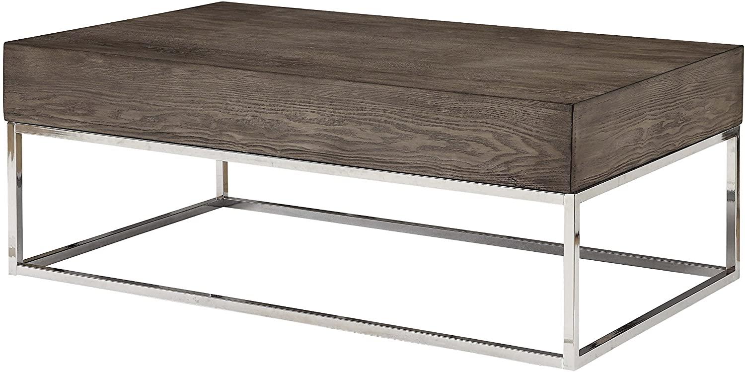 

    
Transitional Gray Oak & Chrome Coffee Table + 2 End Tables by Acme Cecil II 84580-3pcs
