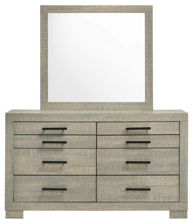 

    
Transitional Gray Oak Solid Hardwood Dresser w/Mirror Coaster 224343 Channing
