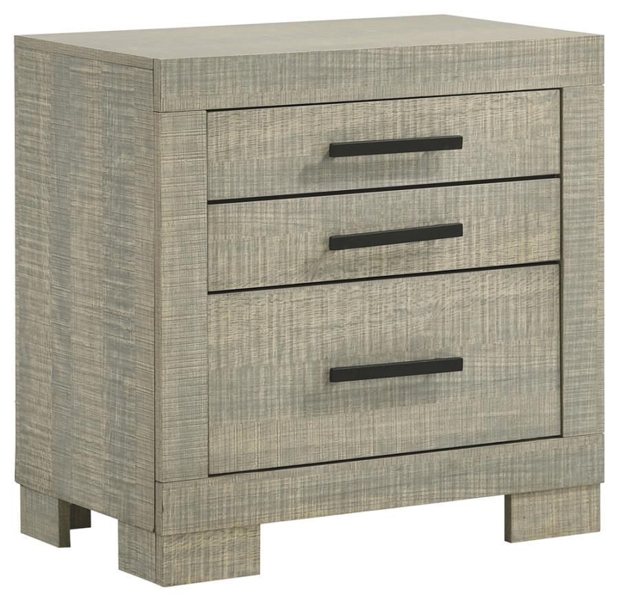 

    
Transitional Gray Oak Solid Hardwood Nightstand Coaster 224342 Channing
