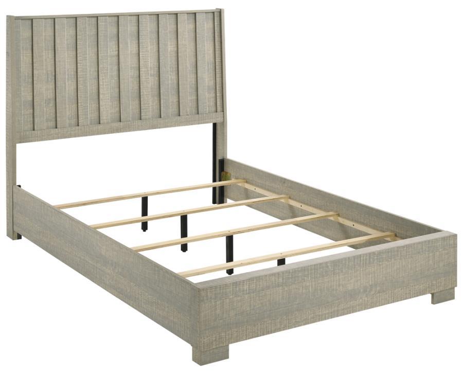 

    
Transitional Gray Oak Solid Hardwood Queen Bed Coaster 224341Q Channing
