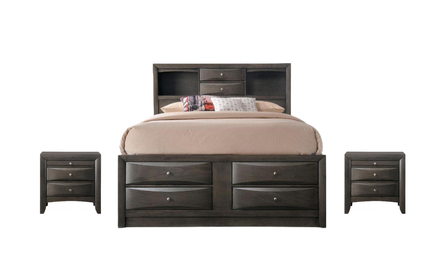 

    
Transitional Gray Oak Wood Queen 3PCS Bedroom Set w/ Storage by Acme Ireland 22700Q-3pcs
