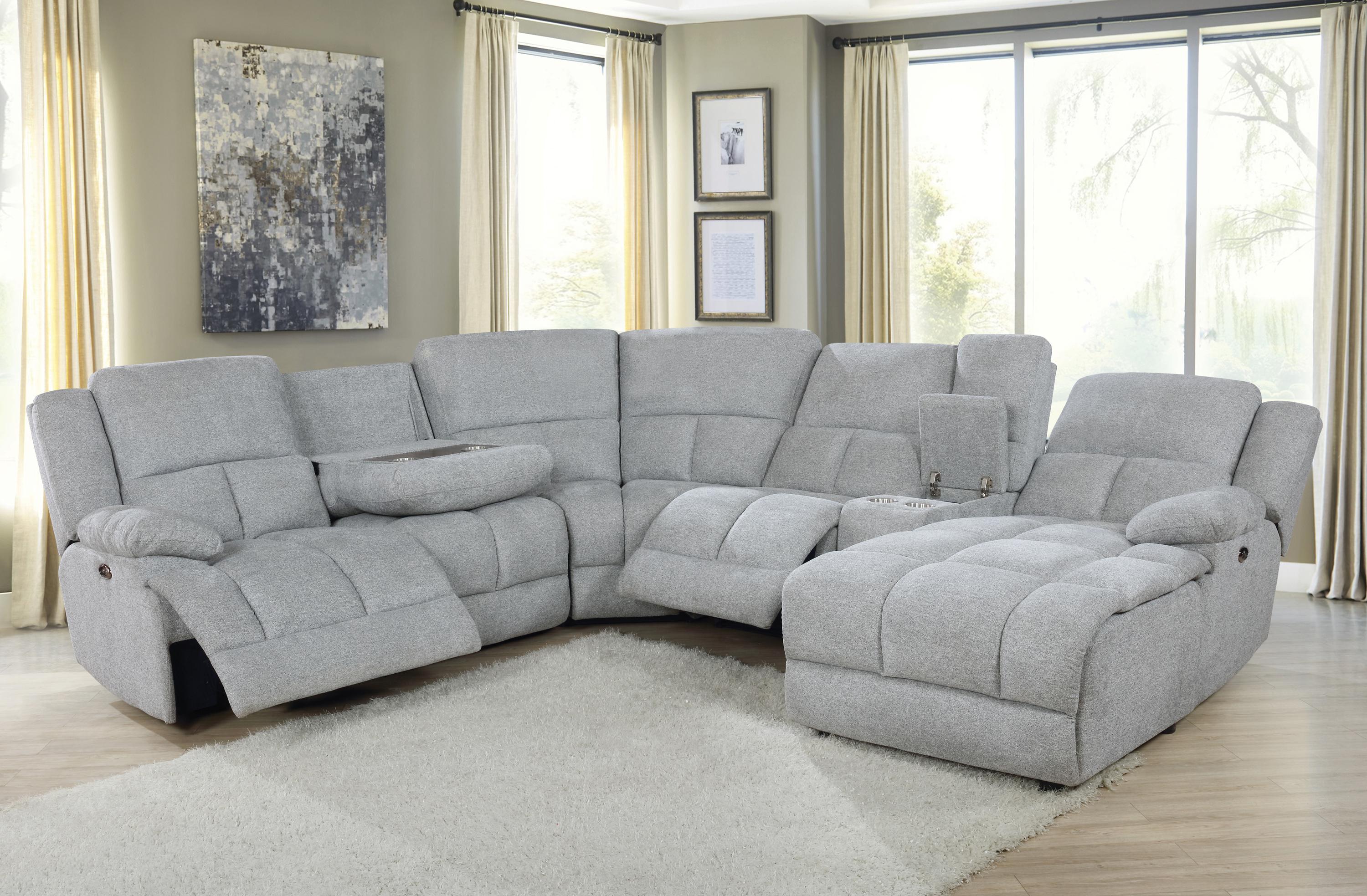 

                    
Buy Transitional Gray Performance Fabric 6-Piece Motion Sectional Coaster 602560 Belize
