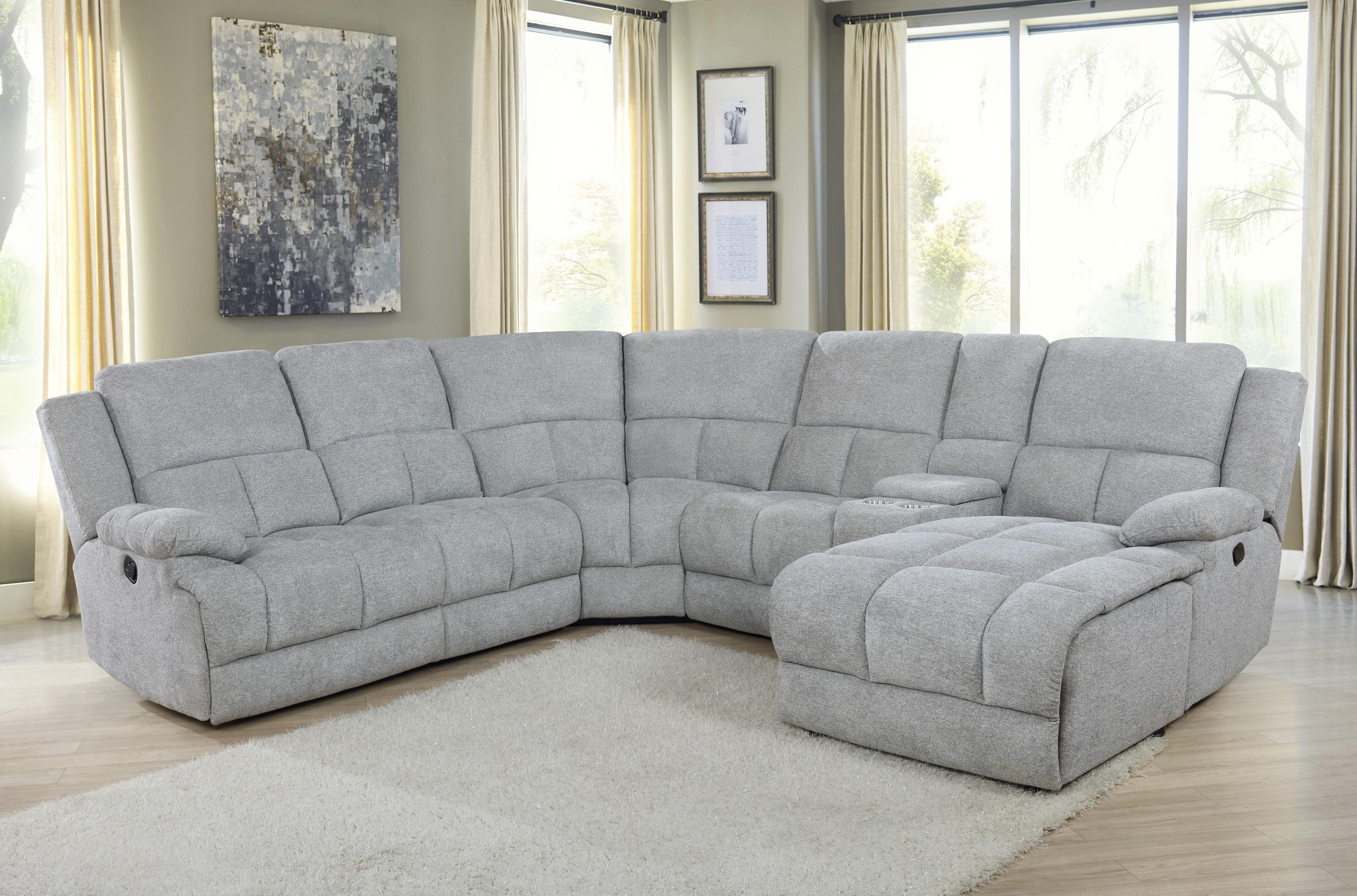 

    
602560 Transitional Gray Performance Fabric 6-Piece Motion Sectional Coaster 602560 Belize
