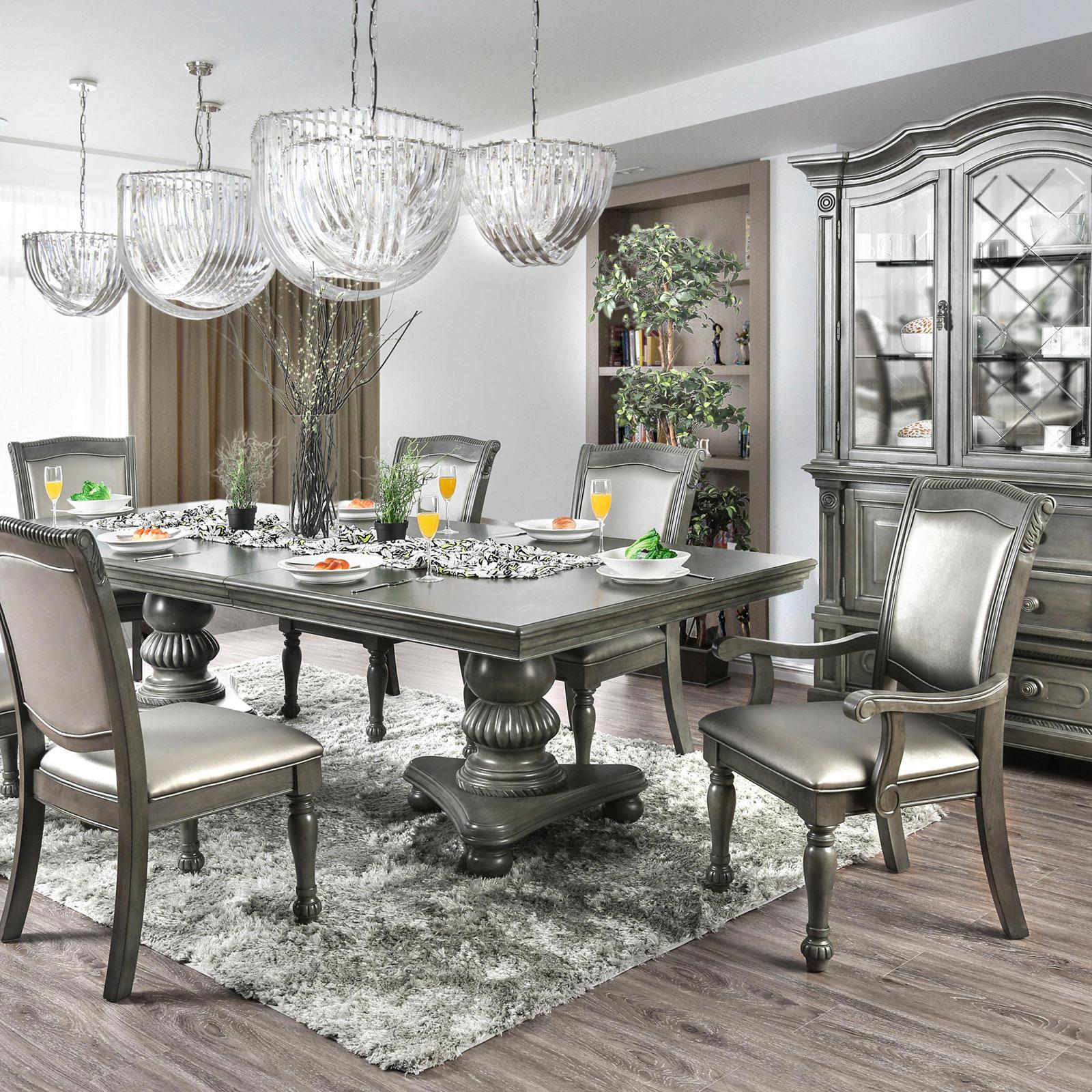 Transitional Dining Room Set CM3350GY-T-Set-5 Alpena CM3350GY-T-5PC in Gray Leatherette