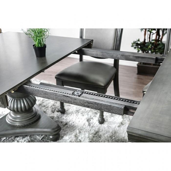 

                    
Furniture of America CM3350GY-T-Set-9 Alpena Dining Room Set Gray Leatherette Purchase 

