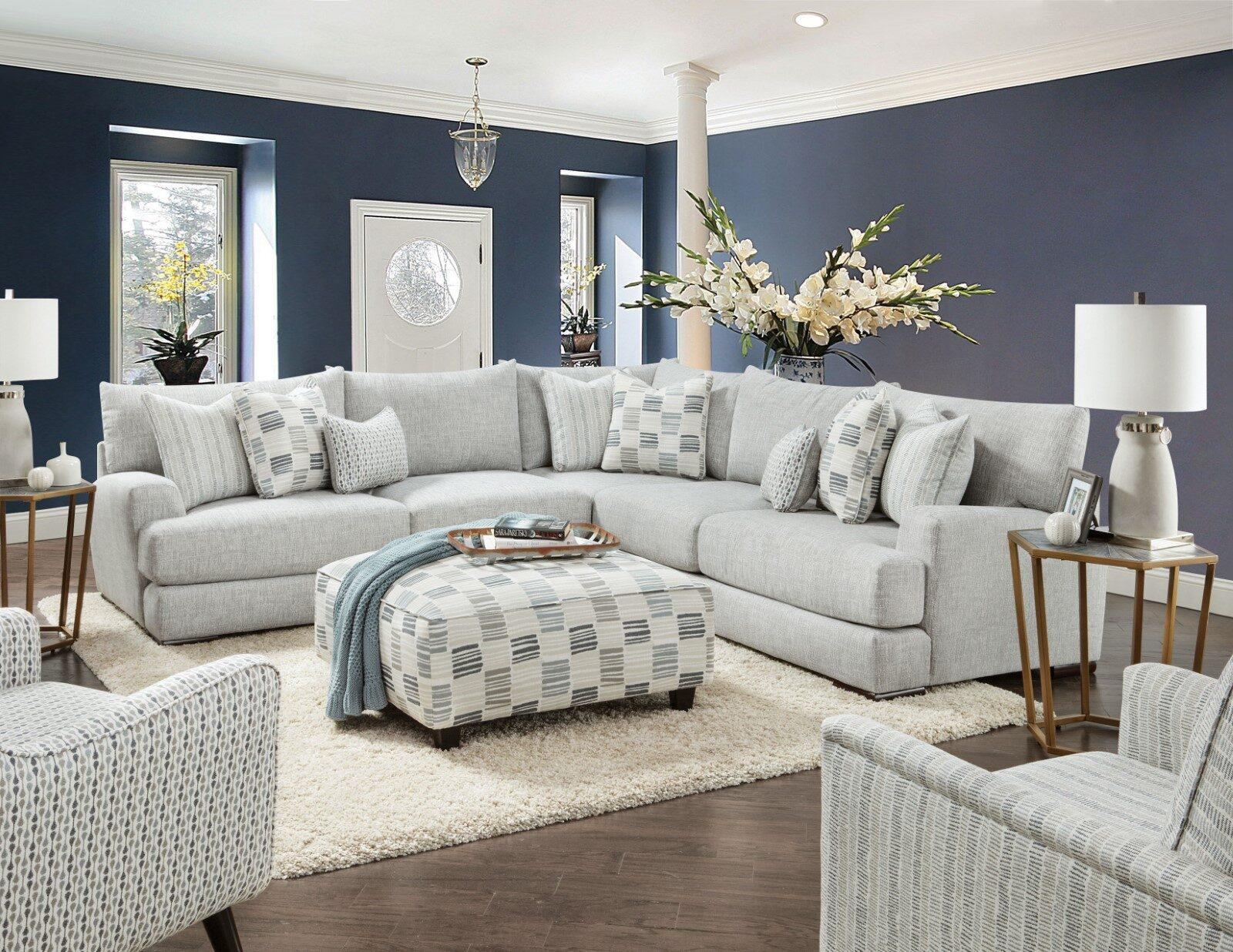 

    
Transitional Gray Soft Weave Fabric Sectional Sofa Furniture of America SM8189 Pelham

