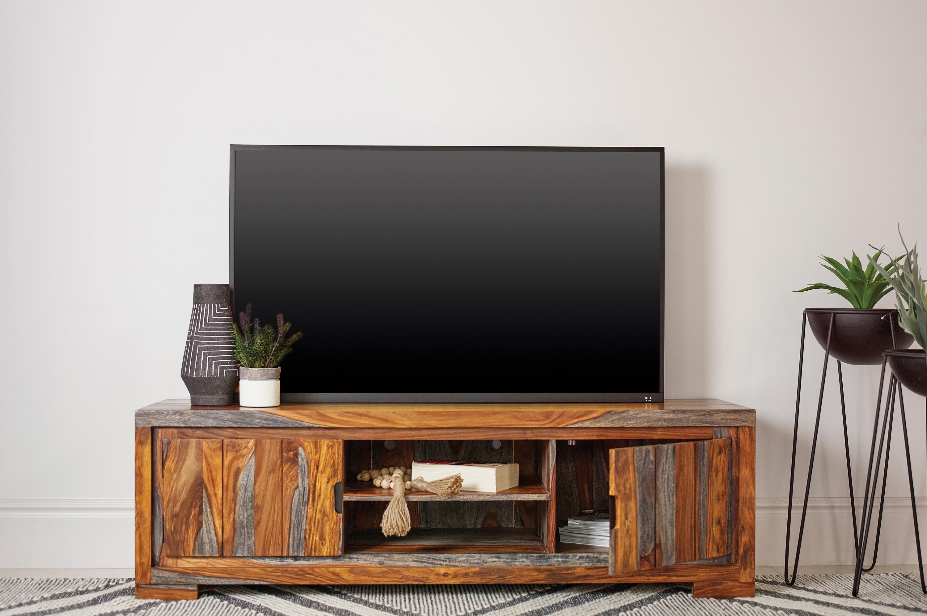 

    
Transitional Gray Solid Sheesham Wood TV Console Coaster 708381
