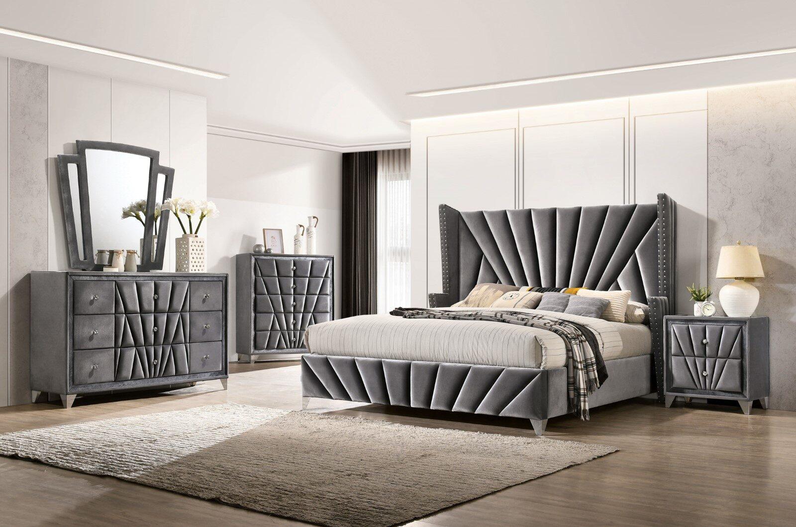 

                    
Furniture of America CM7164-CK Carissa Platform Bed Gray Fabric Purchase 
