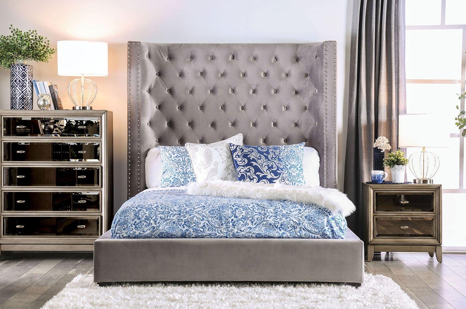 

    
Transitional Gray Solid Wood CAL Bed Furniture of America CM7679GY Mirabelle
