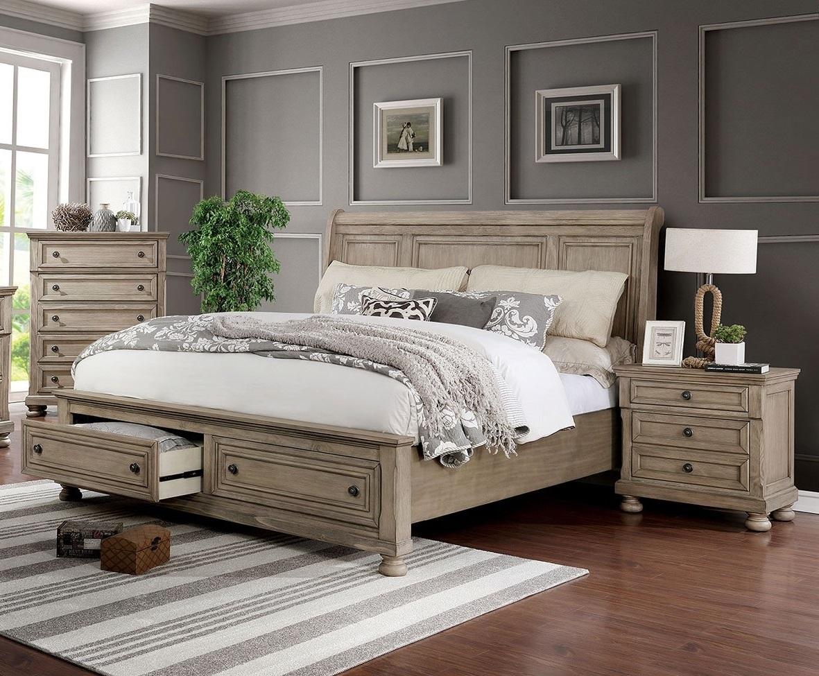 

    
Transitional Gray Solid Wood CAL Bedroom Set 3pcs Furniture of America CM7568 Wells
