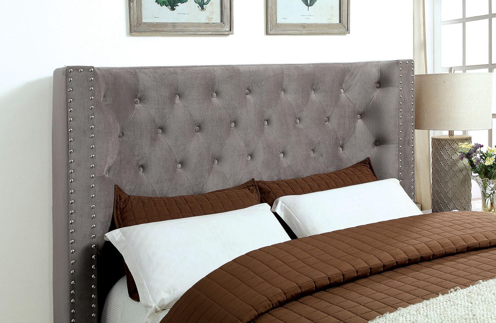 

                    
Furniture of America CM7779GY-CK-3PC Cayla &amp; Alanis Bedroom Set Gray Velvet-like Fabric Purchase 
