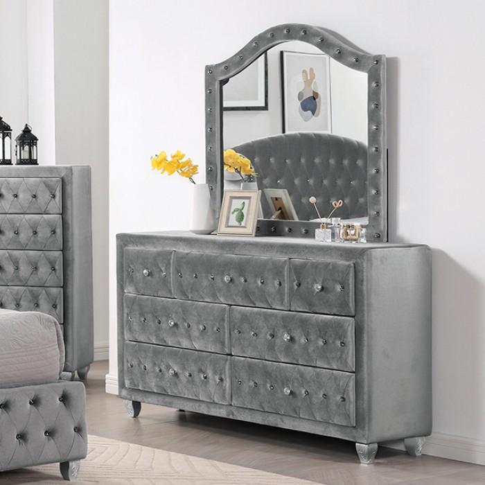 

    
CM7130GY-CK-5PC Transitional Gray Solid Wood CAL Bedroom Set 5pcs Furniture of America CM7130GY Zohar
