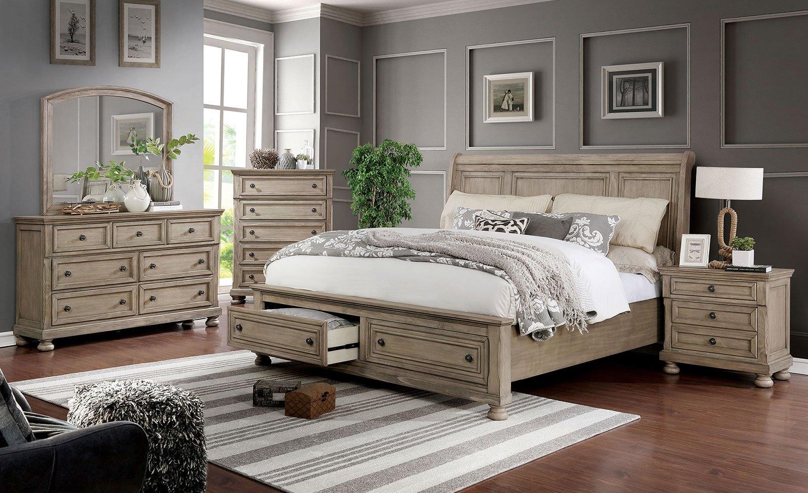 

    
Transitional Gray Solid Wood CAL Bedroom Set 5pcs Furniture of America CM7568 Wells
