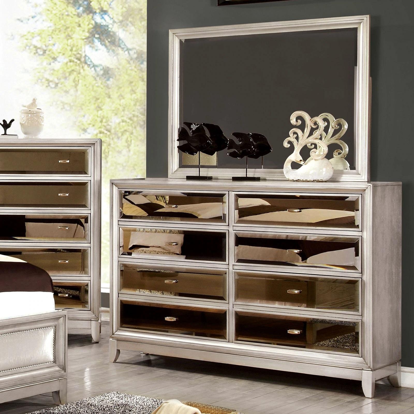 

                    
Furniture of America CM7679GY-CK-5PC Mirabelle &amp; Golva Bedroom Set Gray Velvet-like Fabric Purchase 
