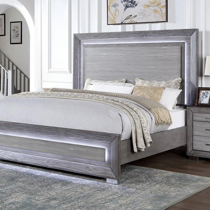 Transitional Panel Bed Raiden California King Panel Bed CM7468GY-CK CM7468GY-CK in Gray 