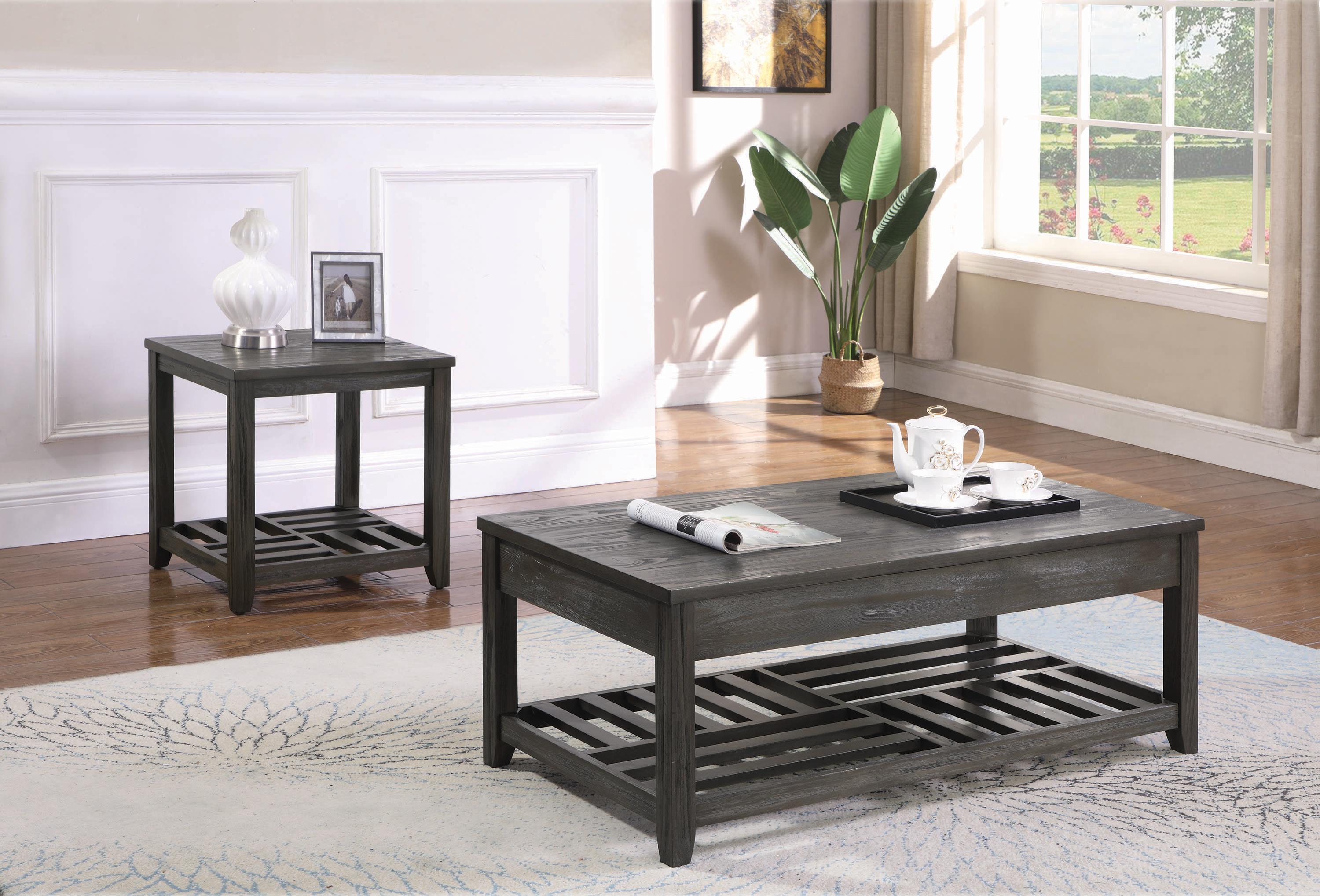 Transitional Coffee Table Set 722288-S2 722288-S2 in Gray 