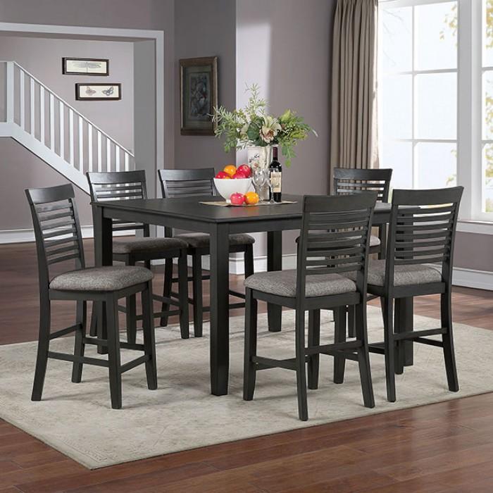 Transitional Dining Table Set CM3479GY-PT CM3479GY-PC-2PK Amalia CM3479GY-PT CM3479GY-PC-2PK-5PC in Gray Fabric