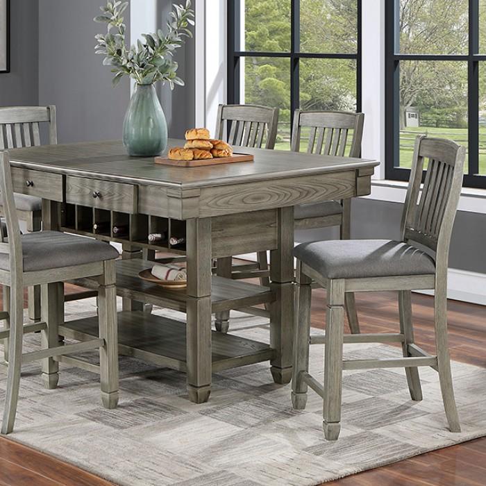 

    
Transitional Gray/Light Gray Solid Wood Counter Height Dining Room Set 7PCS Furniture of America Anaya CM3512GY-PT-7PCS
