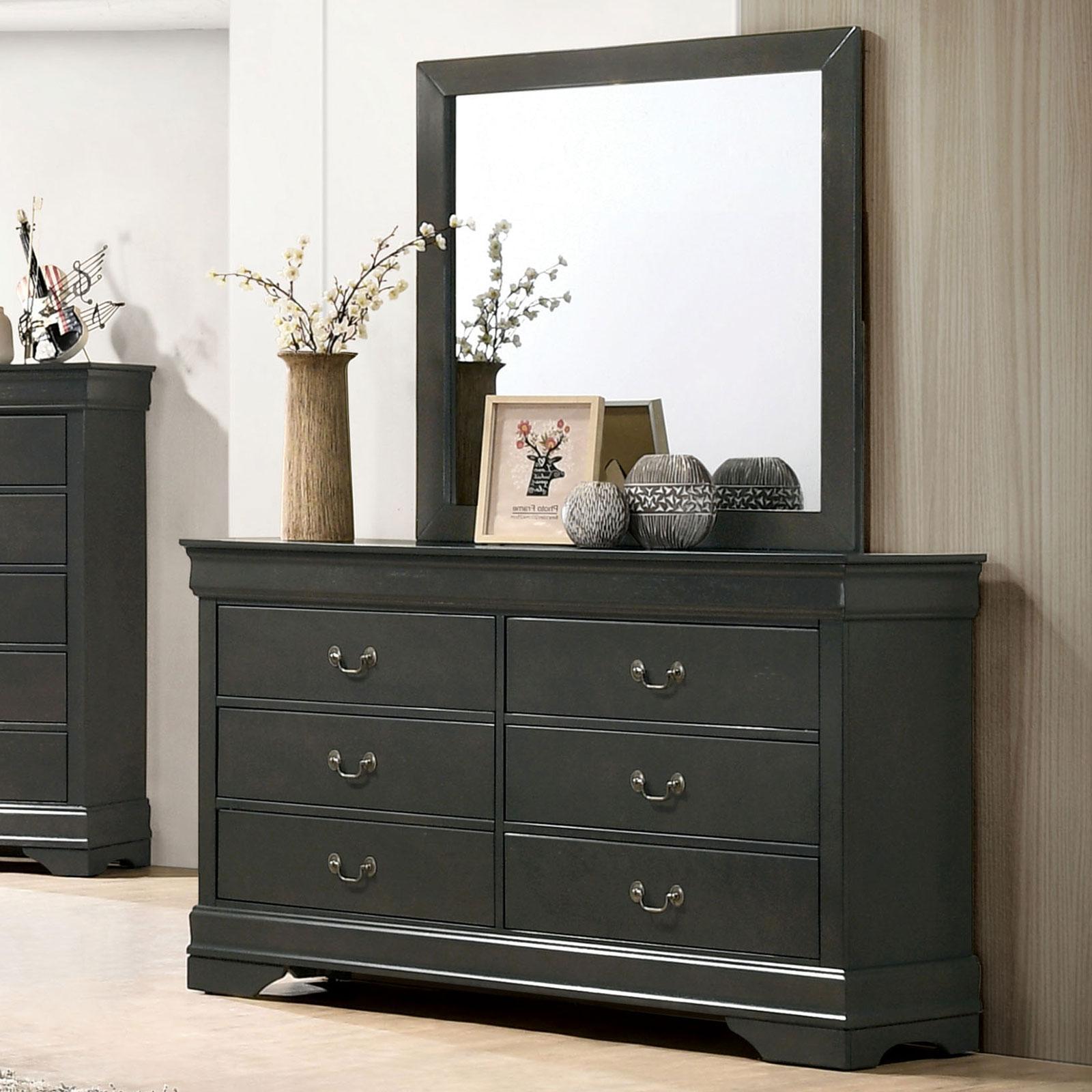

    
Transitional Gray Solid Wood Dresser Furniture of America CM7966GY-D Louis Philippe
