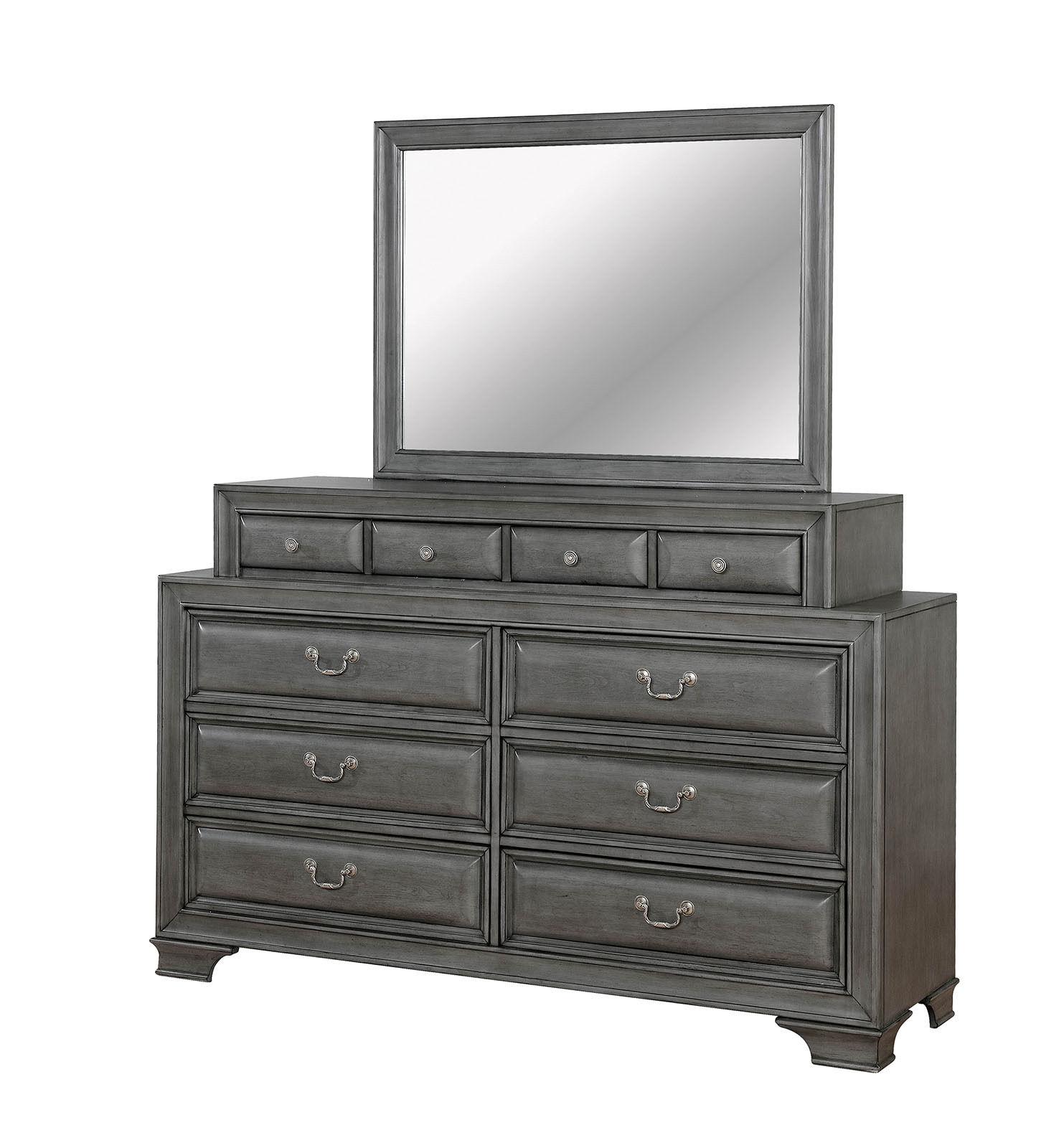 Transitional Dresser w/Mirror CM7302GY-D*M-2PC Brandt CM7302GY-D*M-2PC in Gray 