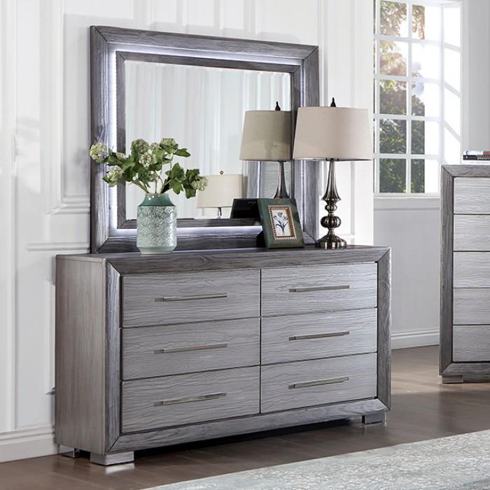 Transitional Dresser With Mirror Raiden Dresser With Mirror 2PCS CM7468GY-D-2PCS CM7468GY-D-2PCS in Gray 