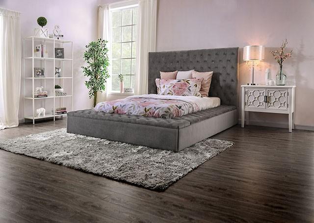 

    
Transitional Gray Solid Wood King Bed Furniture of America CM7895GY Golati
