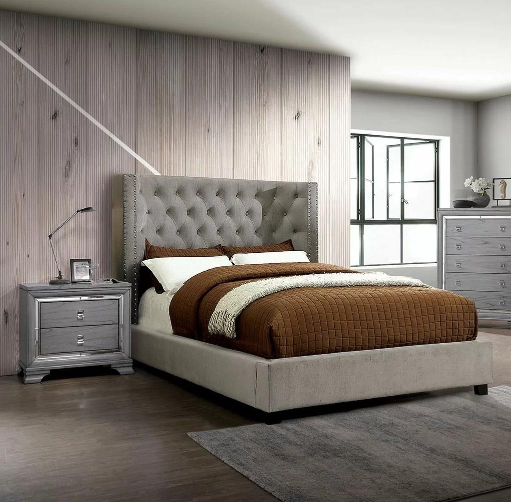 

    
Transitional Gray Solid Wood King Bedroom Set 3pcs Furniture of America CM7779GY Cayla
