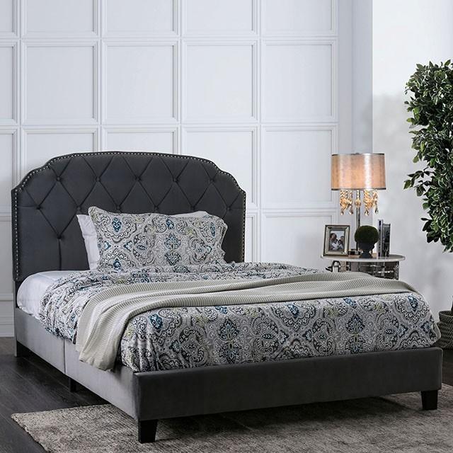 

    
Transitional Gray Solid Wood King Panel Bed Furniture of America Osnabrock CM7546-EK
