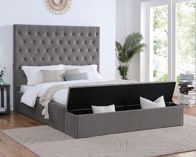 

    
Transitional Gray Solid Wood King Platform Bed Furniture of America Athenelle CM7229GY-EK
