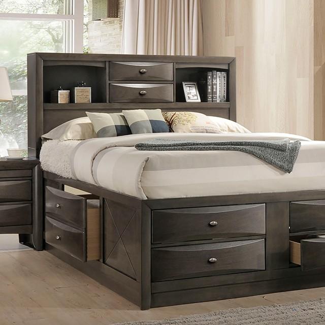 

    
Transitional Gray Solid Wood King Storage Bed Furniture of America Zosimo FM7210GY-EK
