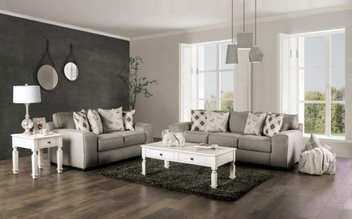 Transitional Living Room Set Newry/Joliet Living Room Set 5PCS SM6091-SF-S-5PCS SM6091-SF-S-5PCS in Antique White, Gray Fabric
