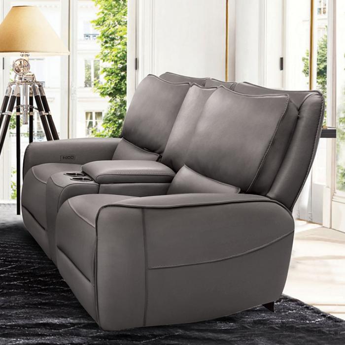 Transitional Power Reclining Loveseat Phineas Power Reclining Loveseat CM9921GY-LV-PM-L CM9921GY-LV-PM-L in Gray 