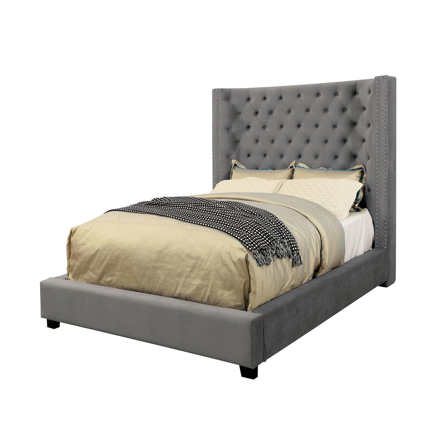 Transitional Platform Bed CM7679GY-Q Mirabelle CM7679GY-Q in Gray 