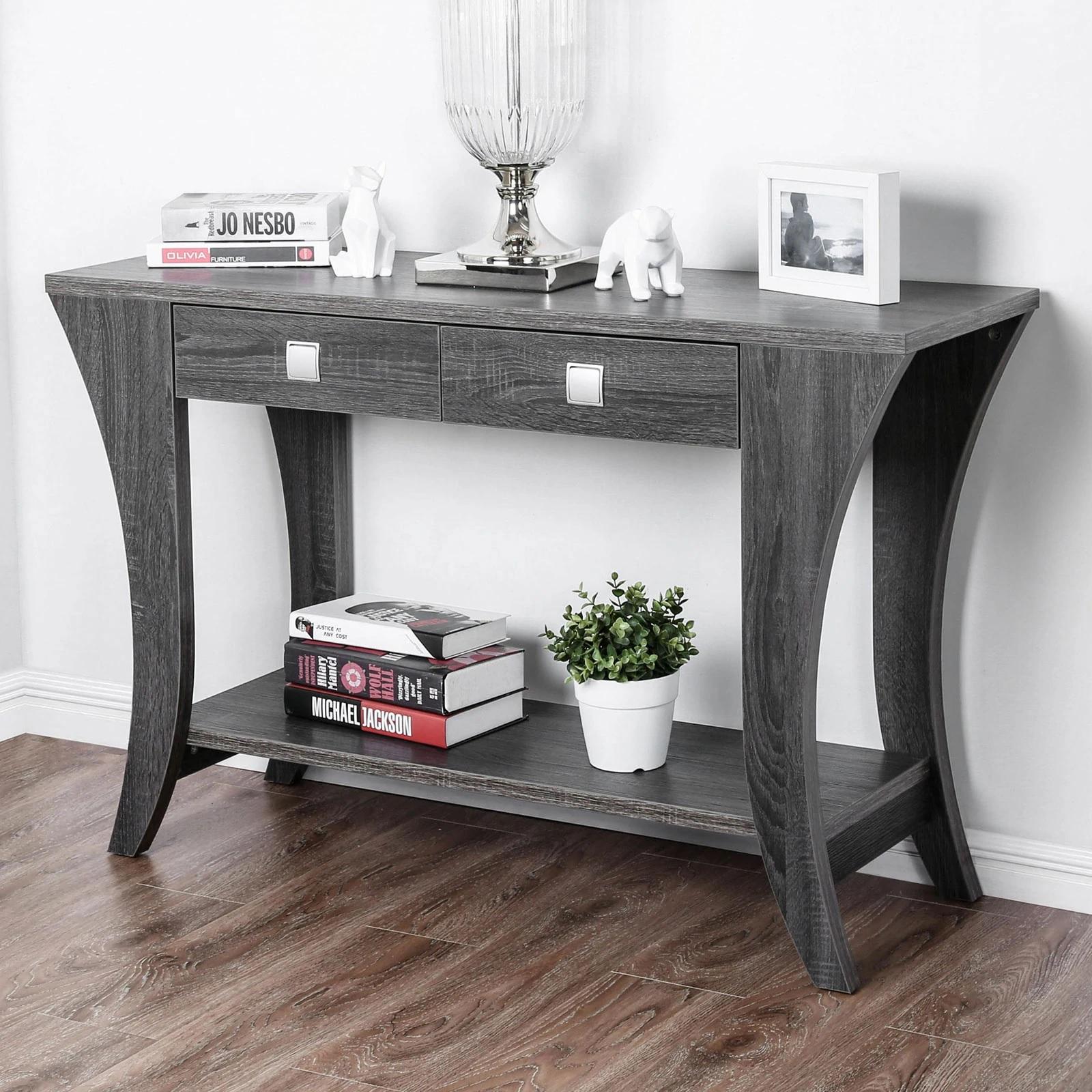 

    
Transitional Gray Solid Wood Sofa Table Furniture of America CM4085S Amity

