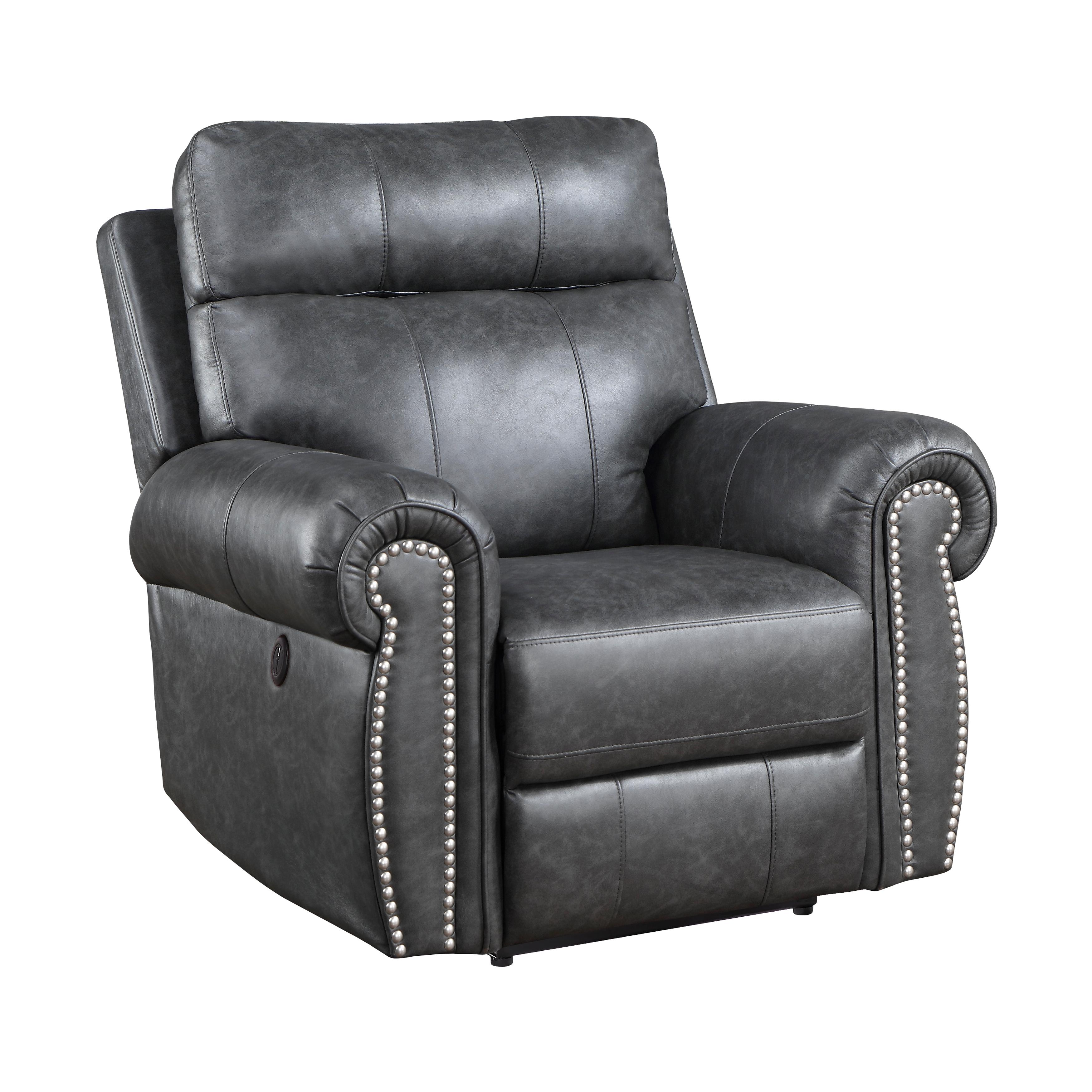 

    
Transitional Gray Suede Power Reclining Chair Homelegance 9488GY-1PW Granville
