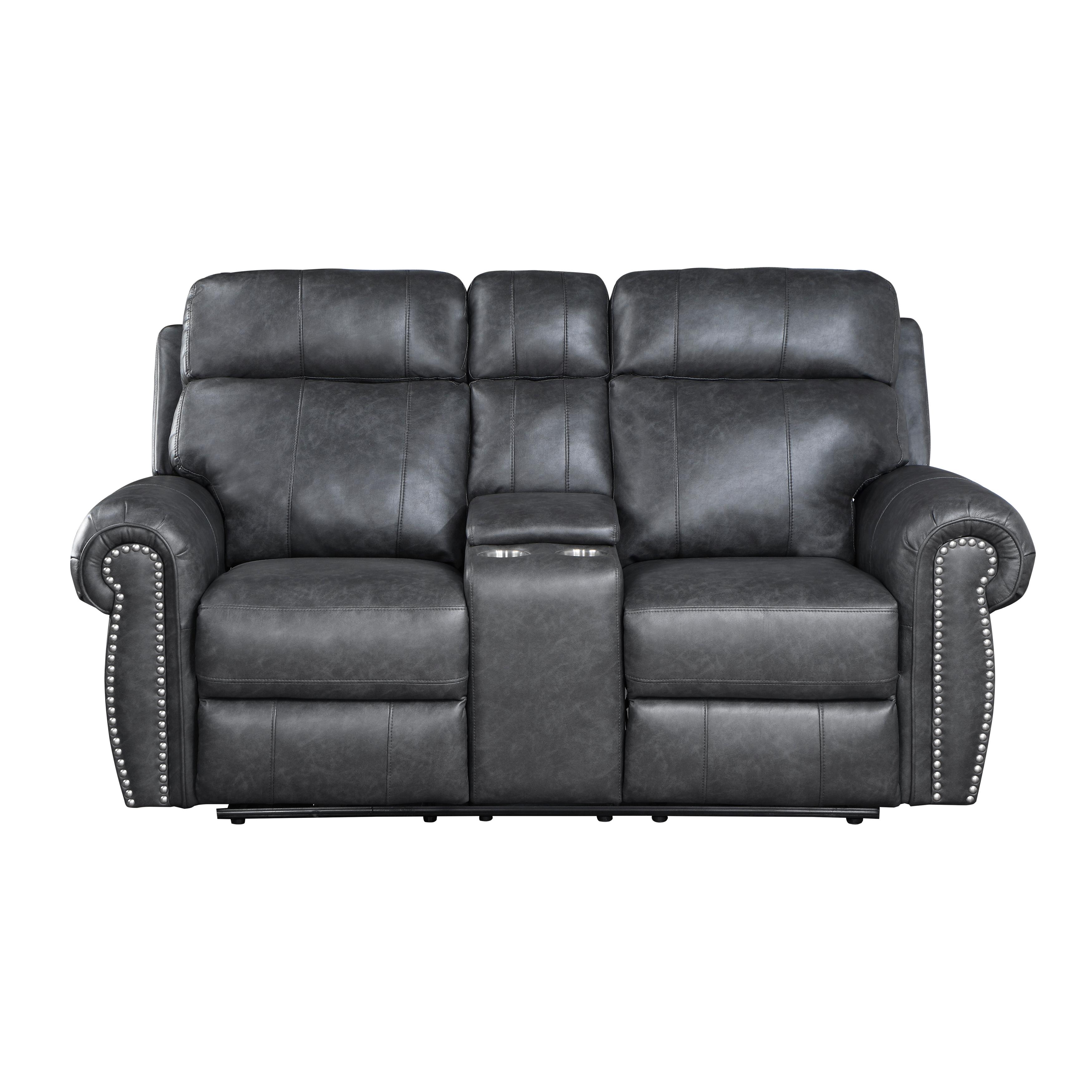 

    
Transitional Gray Suede Power Reclining Loveseat Homelegance 9488GY-2PW Granville
