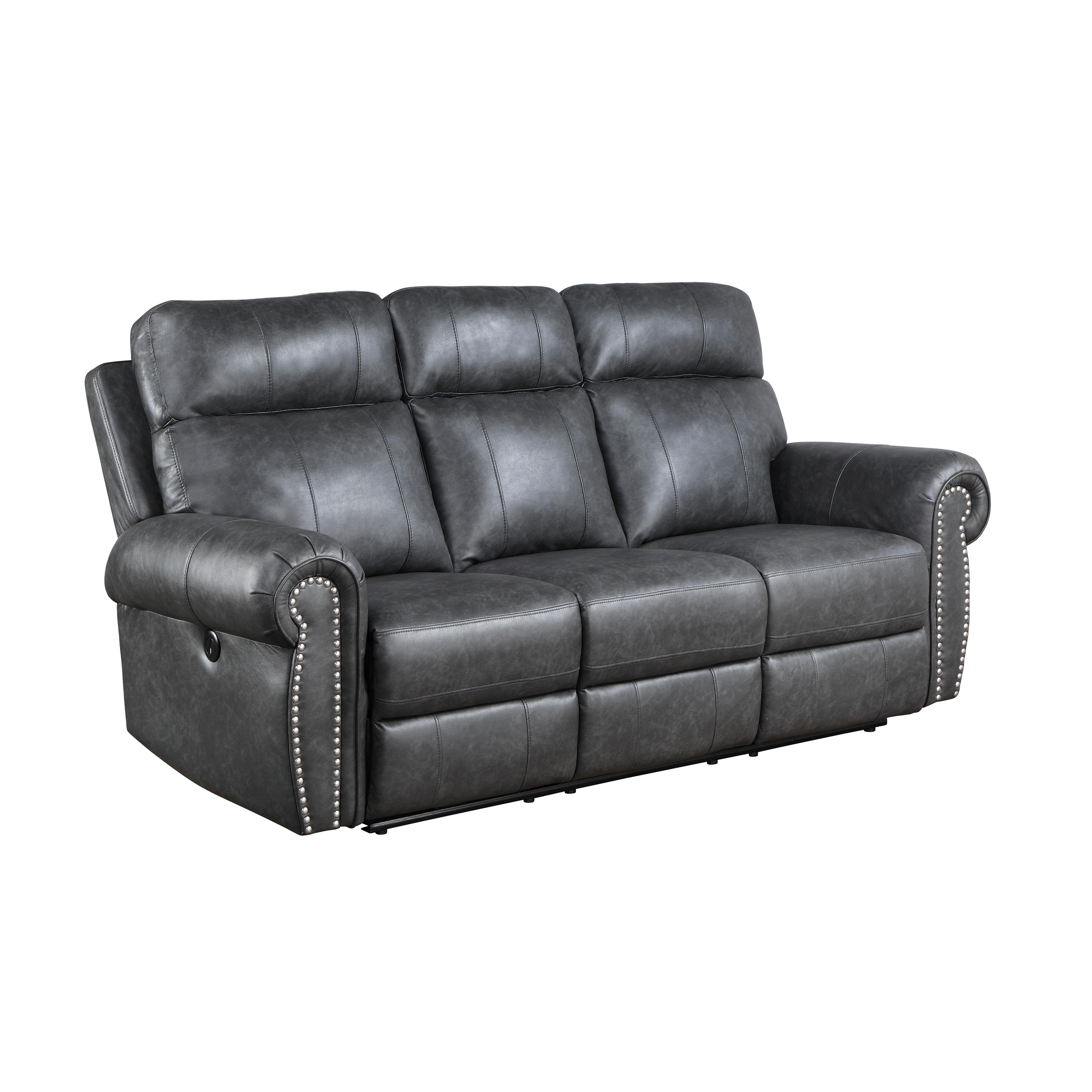 

    
Transitional Gray Suede Power Reclining Sofa Homelegance 9488GY-3PW Granville
