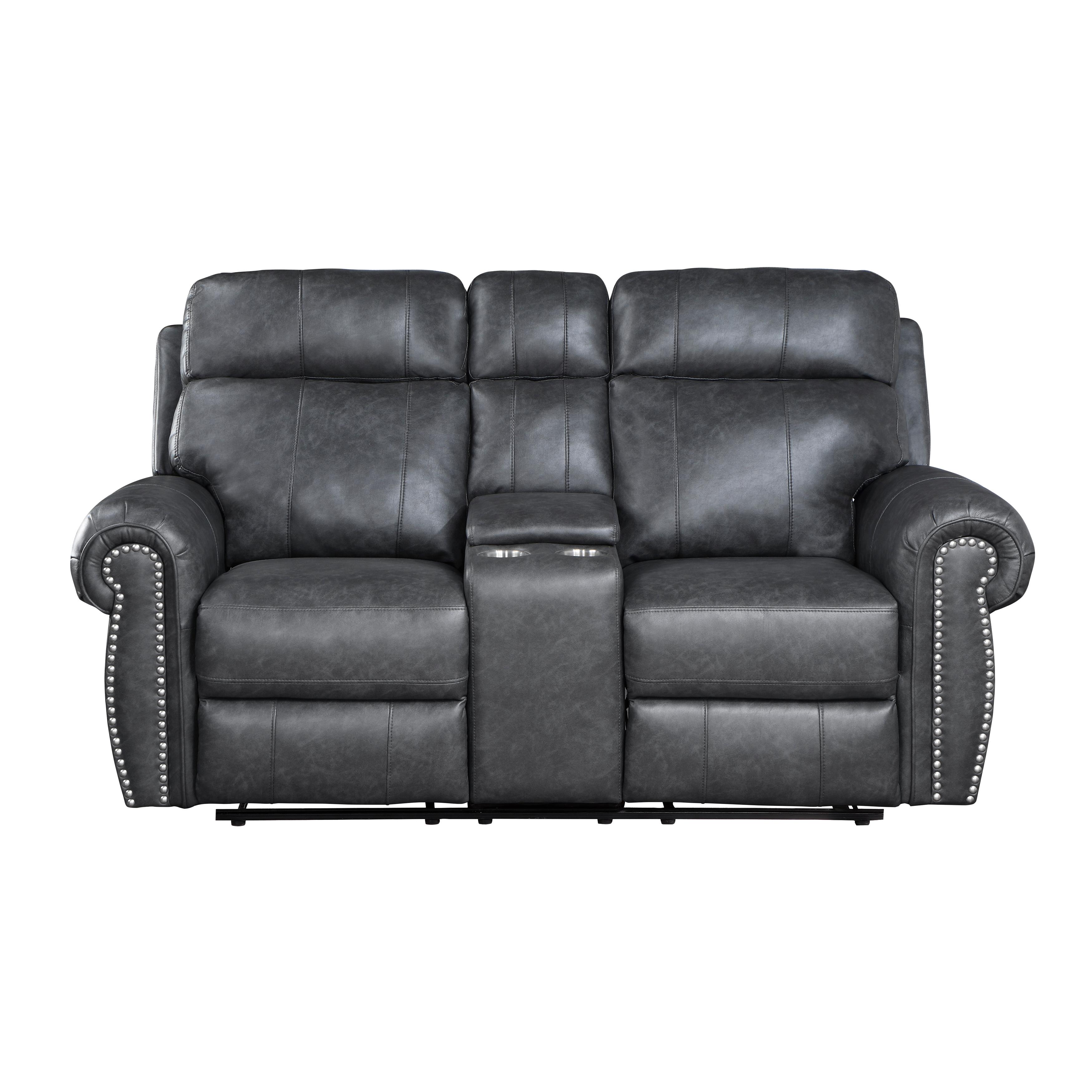 Transitional Reclining Loveseat 9488GY-2 Granville 9488GY-2 in Gray Suede