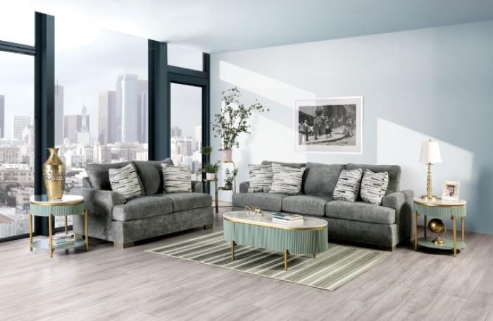 Transitional Living Room Set Leytonstone Living Room Set 6PCS SM1208-SF-6PCS SM1208-SF-6PCS in Teal, Gray Fabric