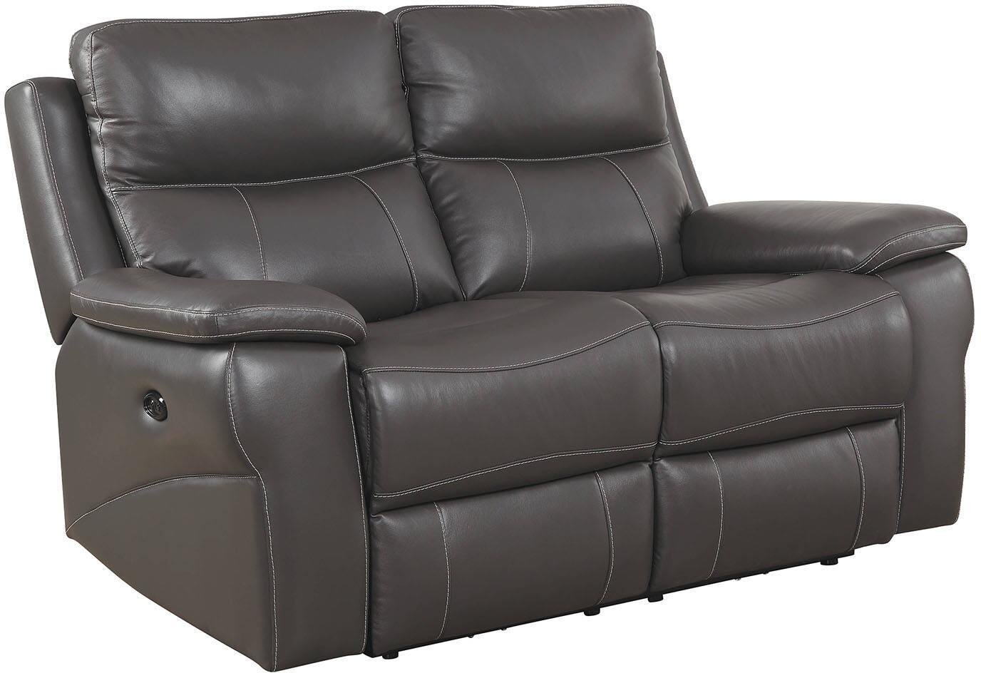 Transitional Power Reclining Loveseat CM6540-PM-LV Lila CM6540-PM-LV in Gray Top grain leather