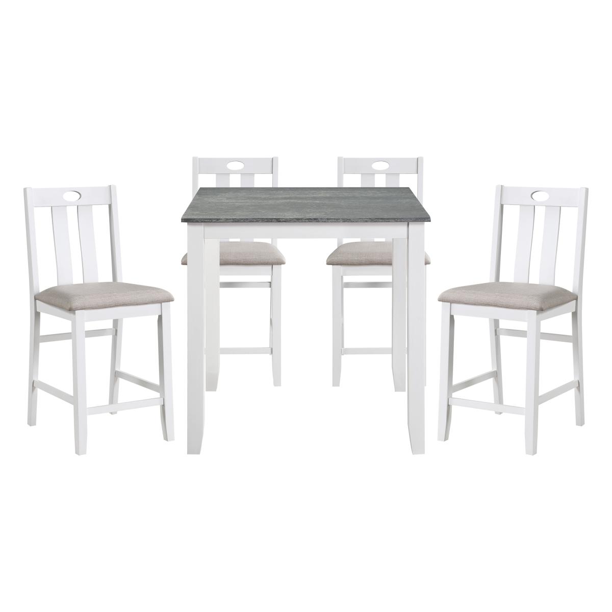 

    
Transitional Gray & White Solid Wood Counter Height Set 5pcs Homelegance 5744WH-36
