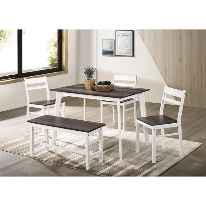 

    
Transitional Gray & White Solid Wood Dining Table Set 5pcs Furniture of America CM3714GY-T-BN-5PK Debbie
