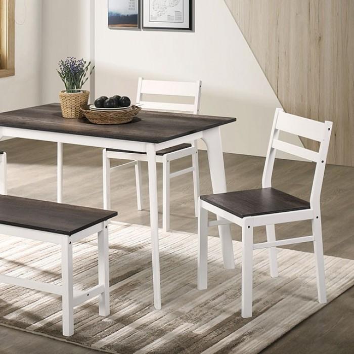 

    
Transitional Gray & White Solid Wood Dining Table Set 5pcs Furniture of America CM3714GY-T-BN-5PK Debbie
