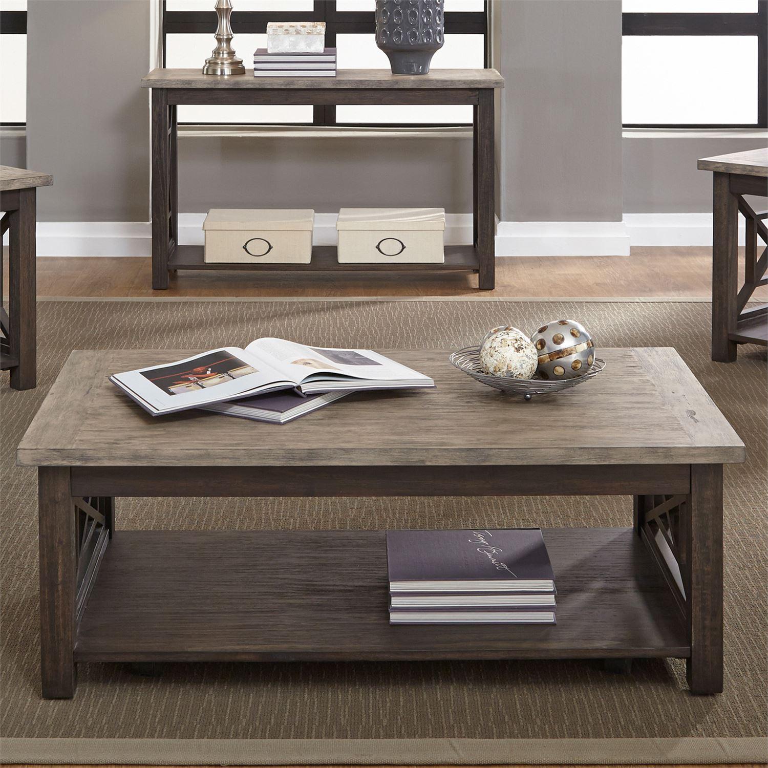 

    
Transitional Gray Wood Coffee Table 422-OT1010 Liberty Furniture
