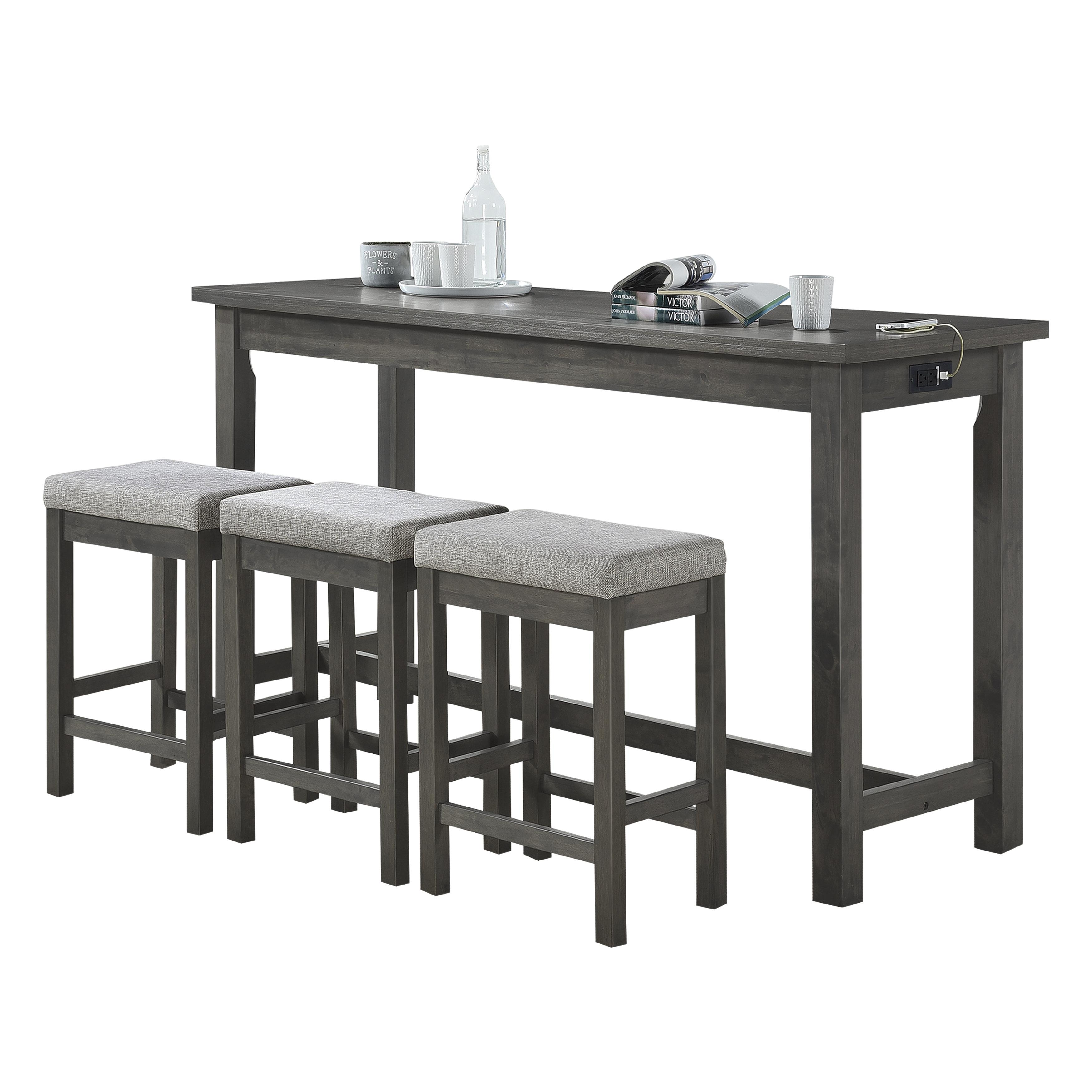 Transitional Counter Height Set 5713GY Connected 5713GY in Gray Polyester