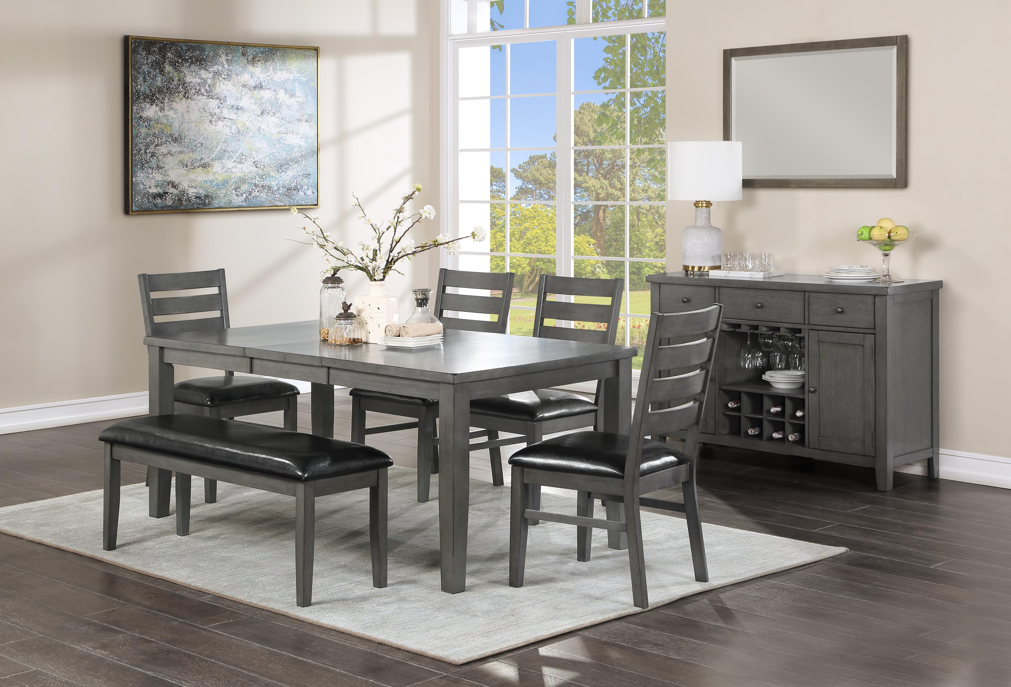 Transitional Dining Room Set 5567GY-72-5PC Nashua 5567GY-72-5PC in Gray Faux Leather