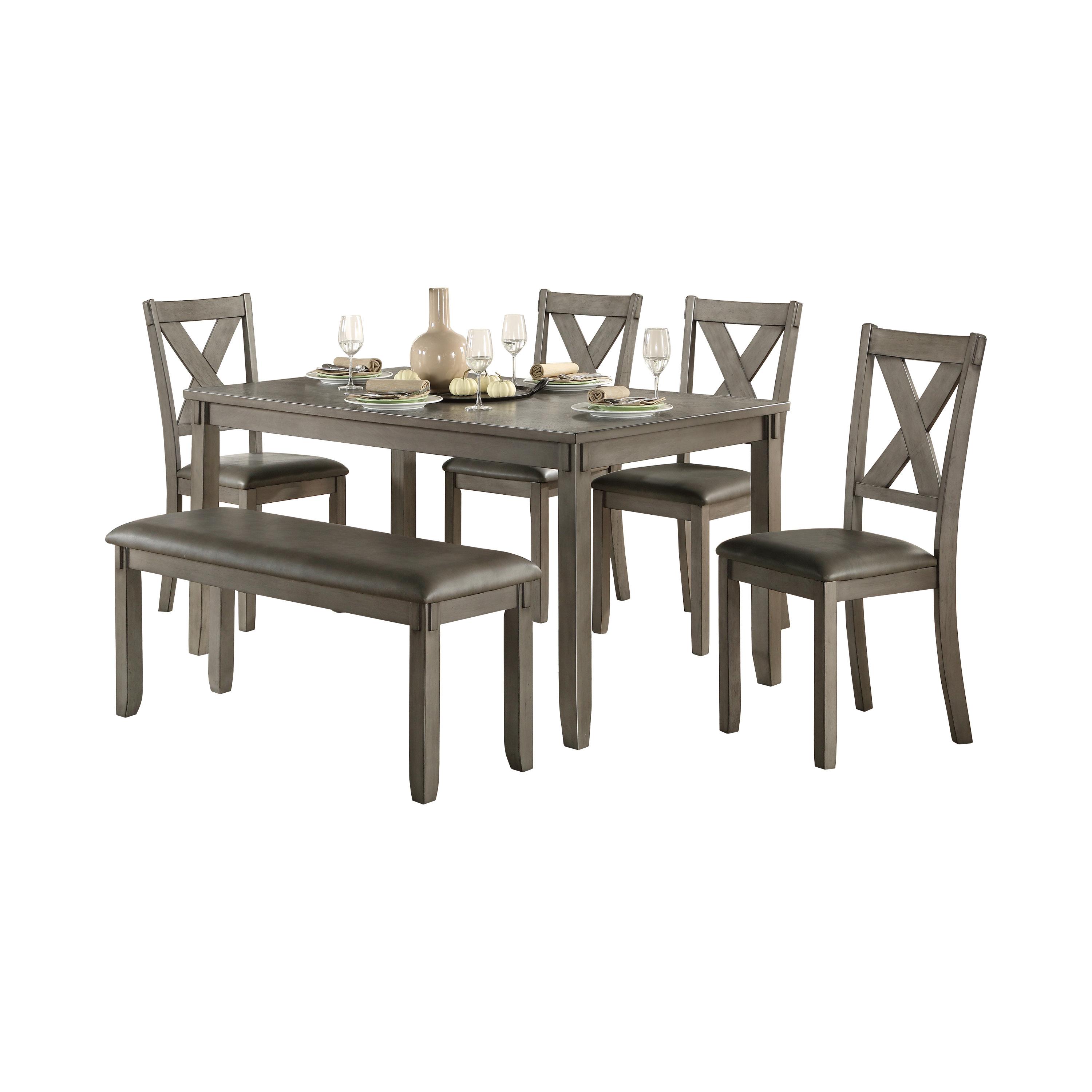 Transitional Dining Room Set 5693 Holders 5693 in Gray Faux Leather