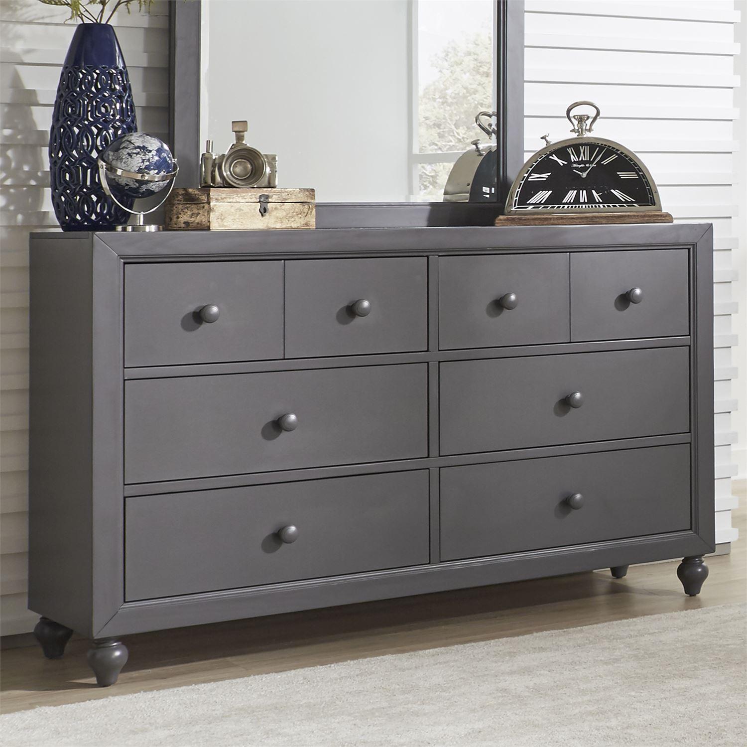 Transitional Double Dresser Cottage View  (423-YBR) Double Dresser 423-BR30 in Gray 