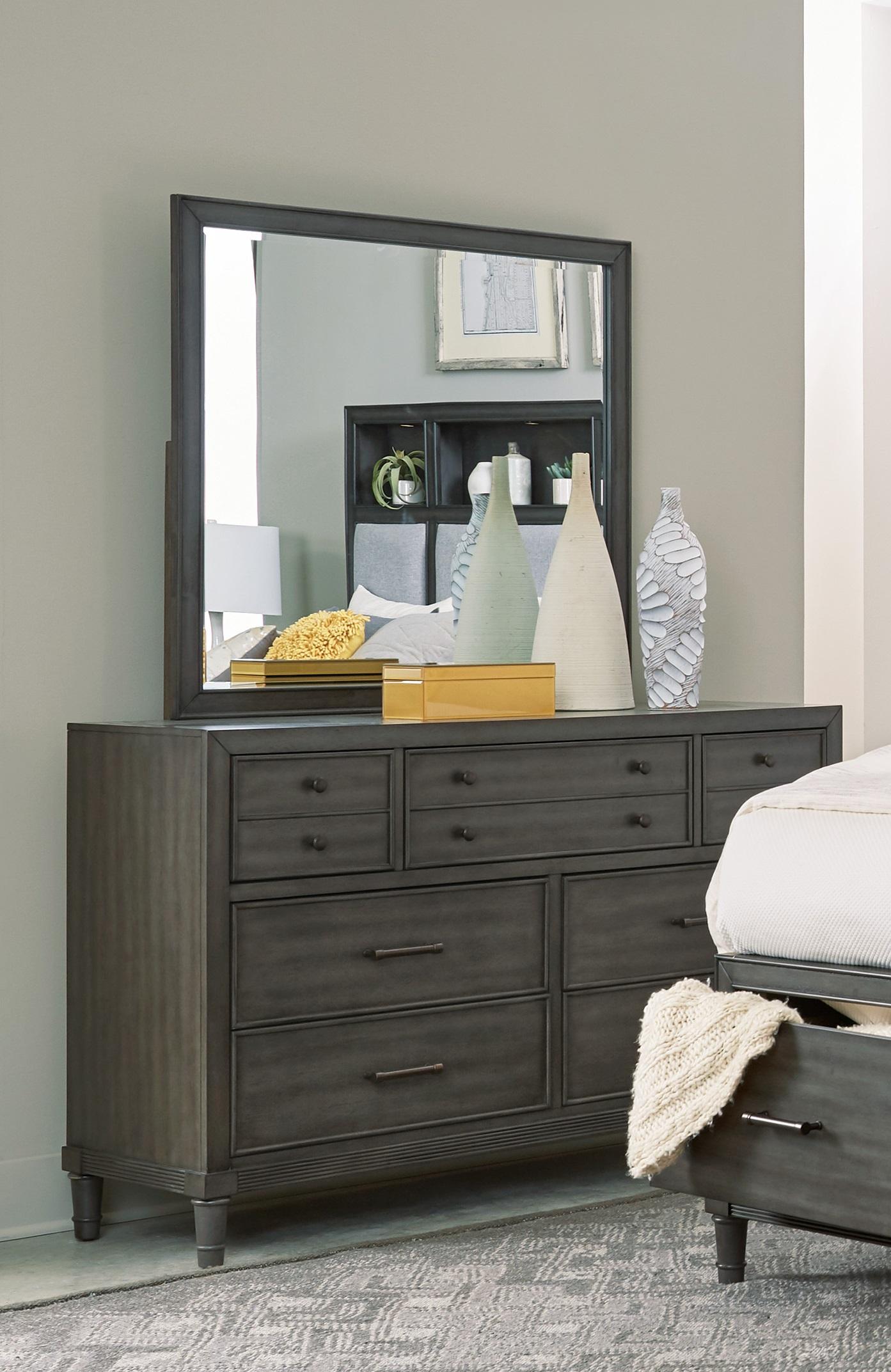 Transitional Dresser w/Mirror 1573-5*6-2PC Wittenberry 1573-5*6-2PC in Gray 